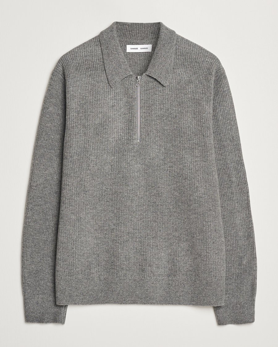 Heren | Truien | Samsøe Samsøe | Saisaks Half Zip Polo Dark Grey Melange