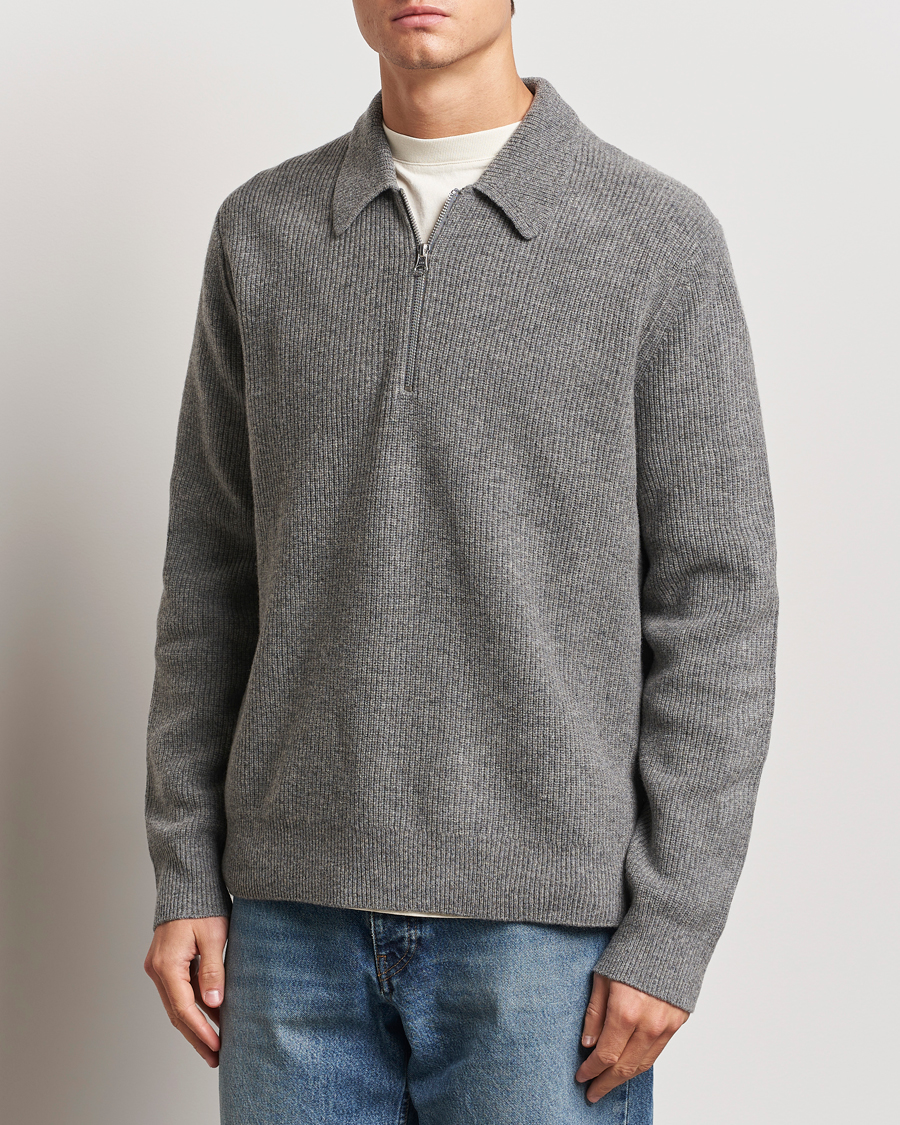 Heren | Truien | Samsøe Samsøe | Saisaks Half Zip Polo Dark Grey Melange