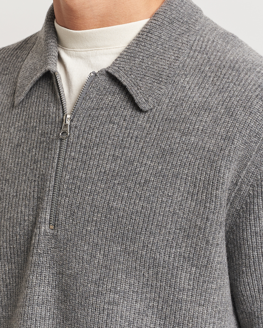 Heren | Truien | Samsøe Samsøe | Saisaks Half Zip Polo Dark Grey Melange