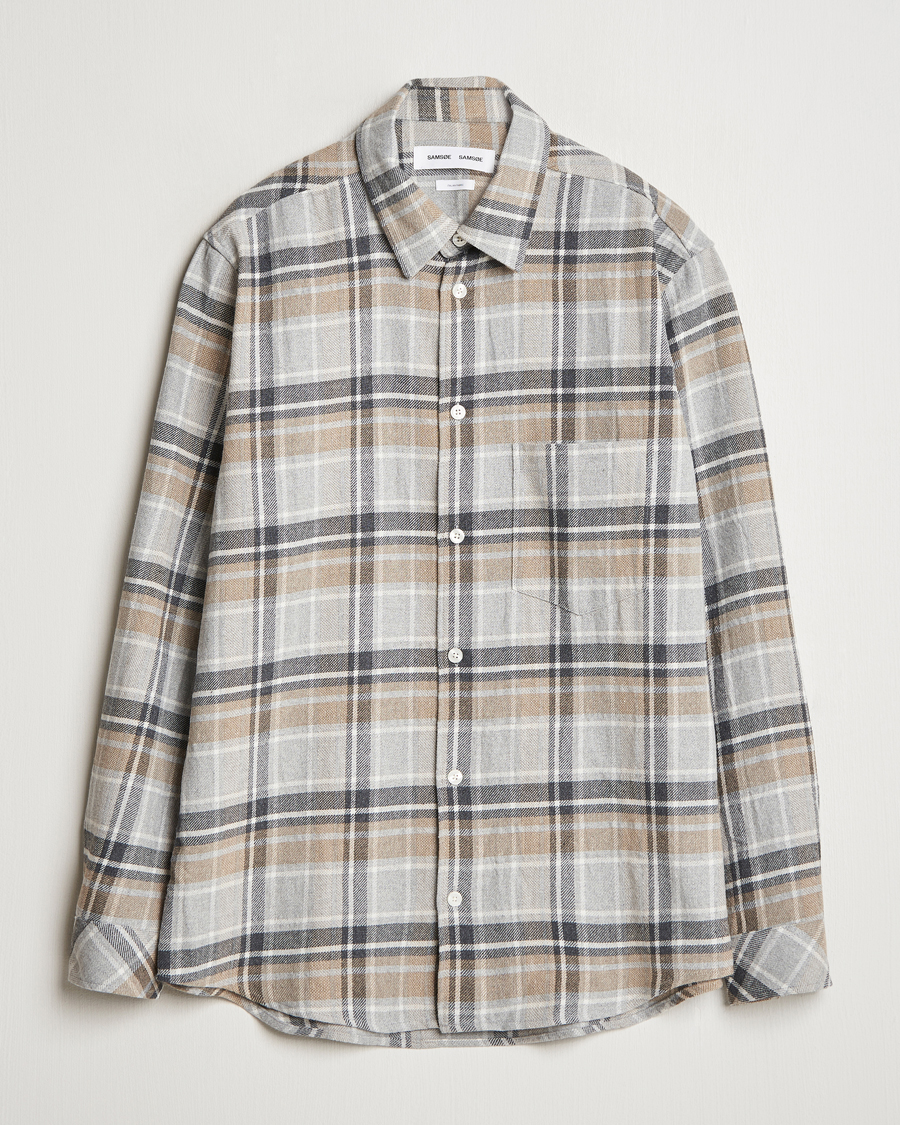 Heren | Overhemden | Samsøe Samsøe | Damon Checked Shirt Beige/Grey