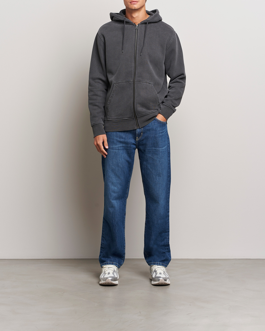 Heren | Truien | Samsøe Samsøe | Pigment Dyed Full Zip Hoodie Black