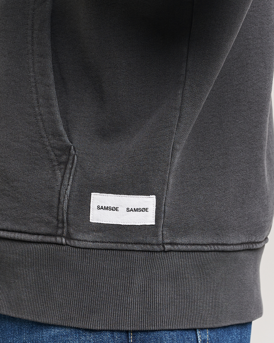Heren | Truien | Samsøe Samsøe | Pigment Dyed Full Zip Hoodie Black