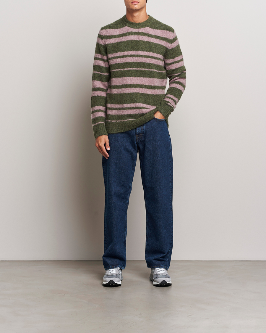 Heren | Truien | Samsøe Samsøe | Arin Mohair Striped Sweater Green/Pink