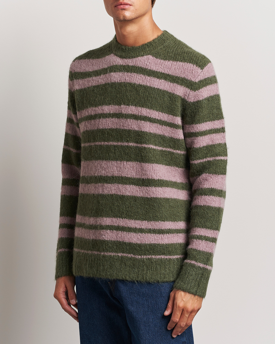 Heren | Truien | Samsøe Samsøe | Arin Mohair Striped Sweater Green/Pink