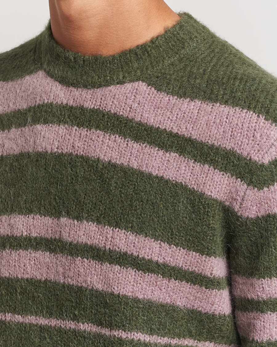 Heren | Truien | Samsøe Samsøe | Arin Mohair Striped Sweater Green/Pink