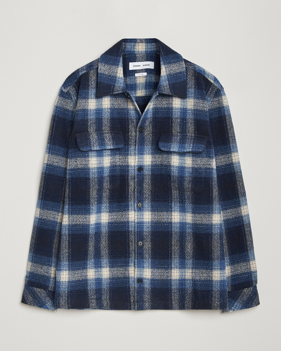 Heren | Overhemden | Samsøe Samsøe | Castor Checked Overshirt True Navy