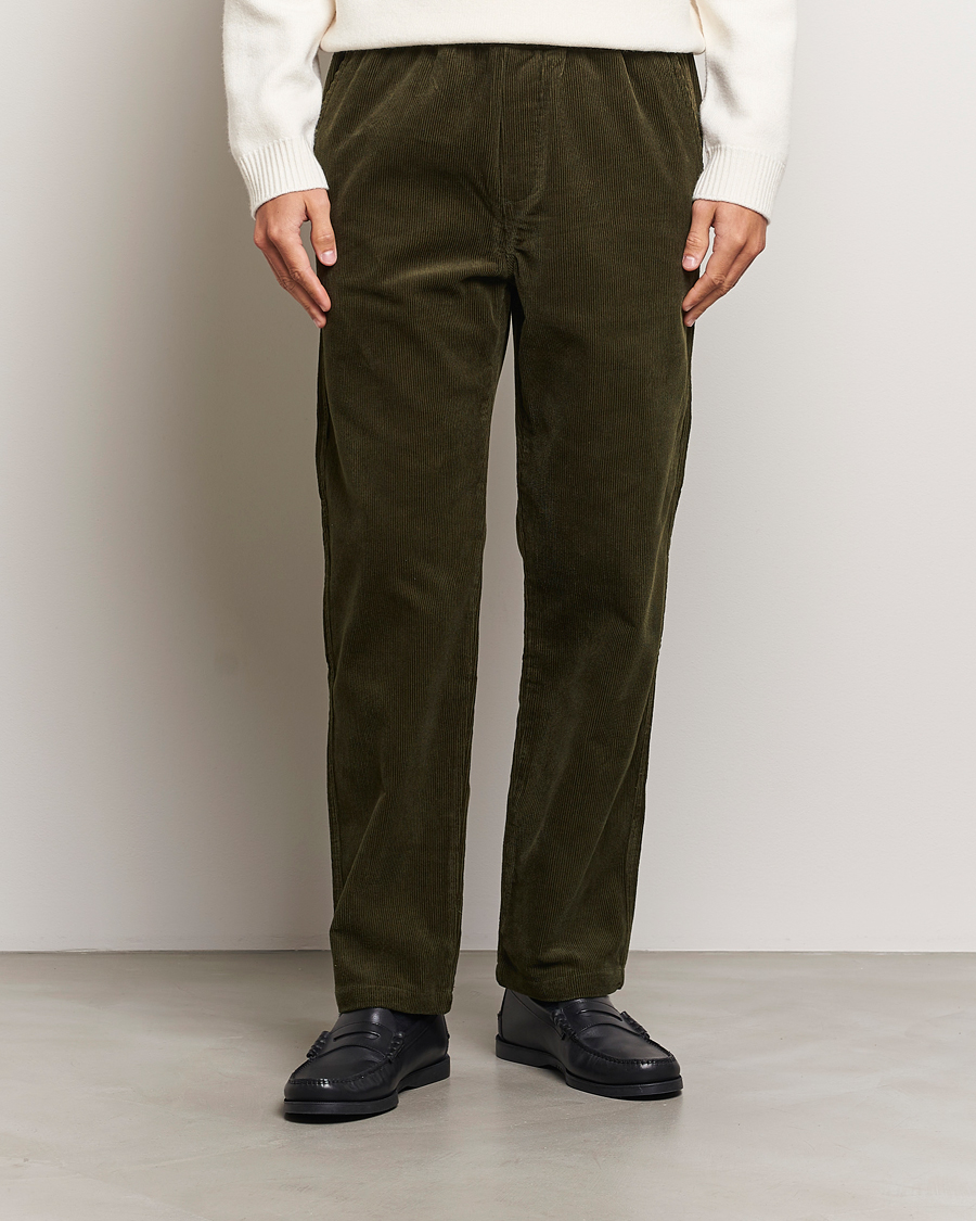 Heren | Broeken | Samsøe Samsøe | Jabari Corduroy Drawstring Trousers Forest Night