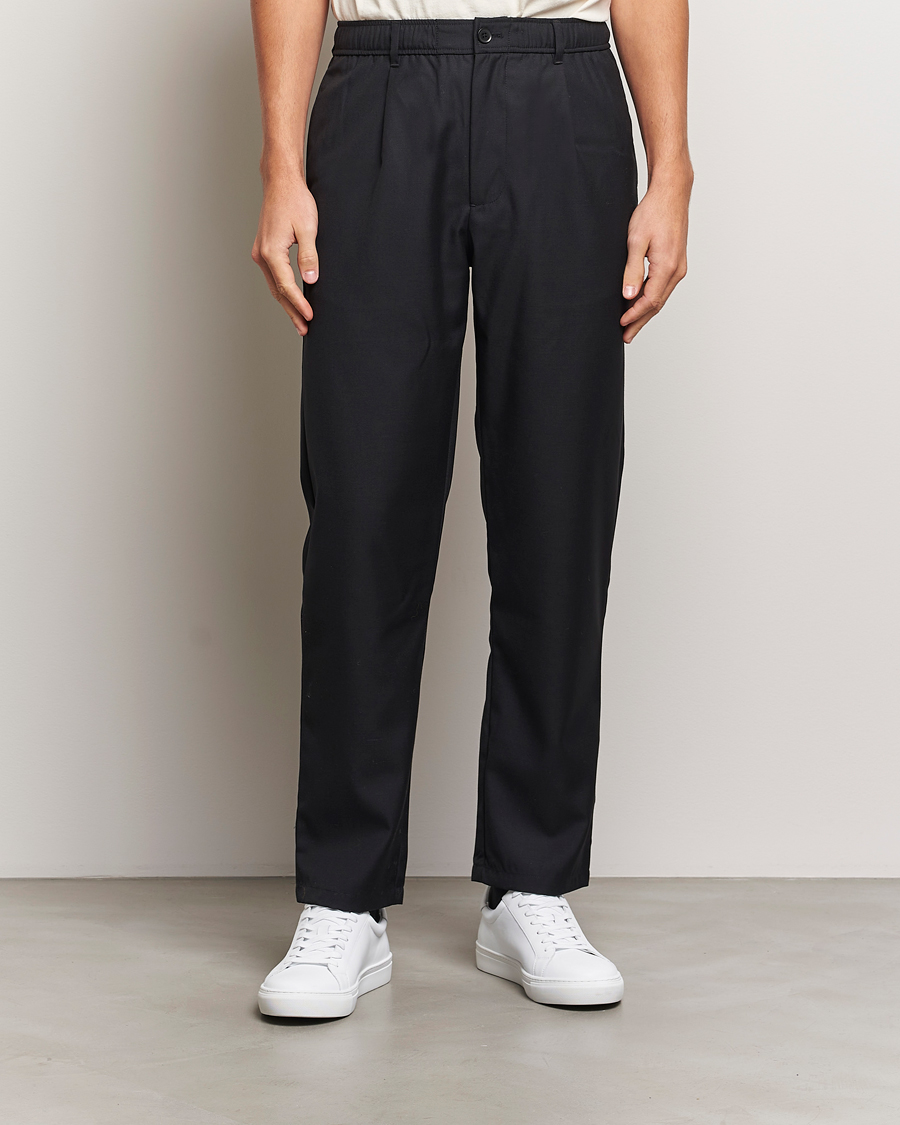 Heren | Broeken | Samsøe Samsøe | Bertil Pleated Drawstring Trousers Black