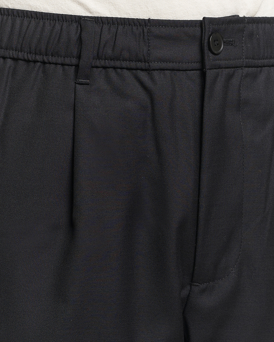 Heren | Broeken | Samsøe Samsøe | Bertil Pleated Drawstring Trousers Black