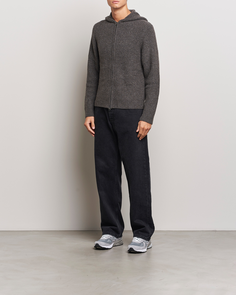 Heren | Truien | Samsøe Samsøe | Koji Rib Knitted Hooded Full Zip Volcanic Ash