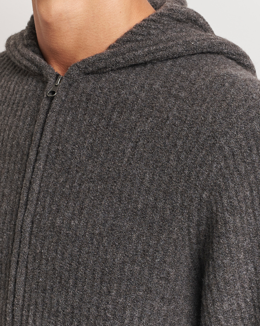 Heren | Truien | Samsøe Samsøe | Koji Rib Knitted Hooded Full Zip Volcanic Ash