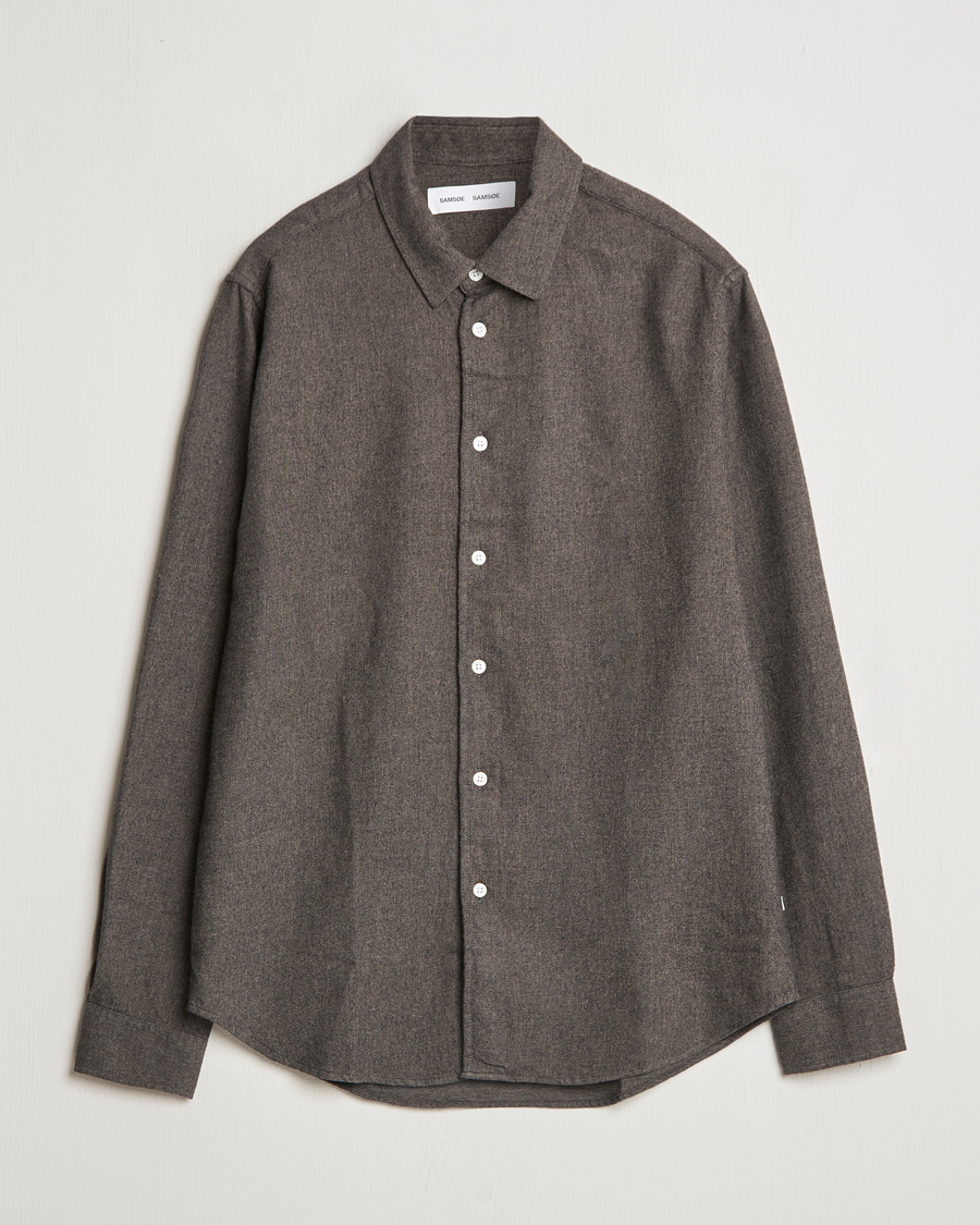 Heren | Overhemden | Samsøe Samsøe | Liam Brushed Flannel Shirt Major Brown Melange