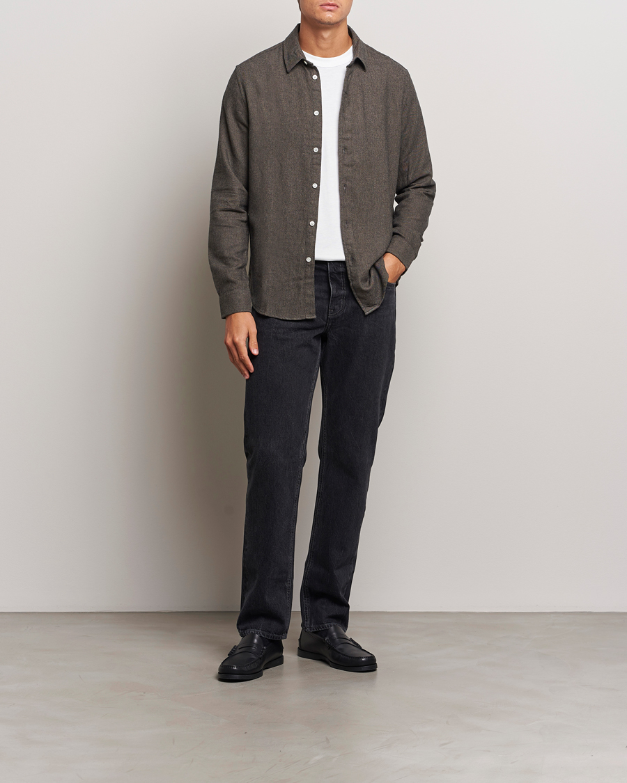 Heren | Overhemden | Samsøe Samsøe | Liam Brushed Flannel Shirt Major Brown Melange