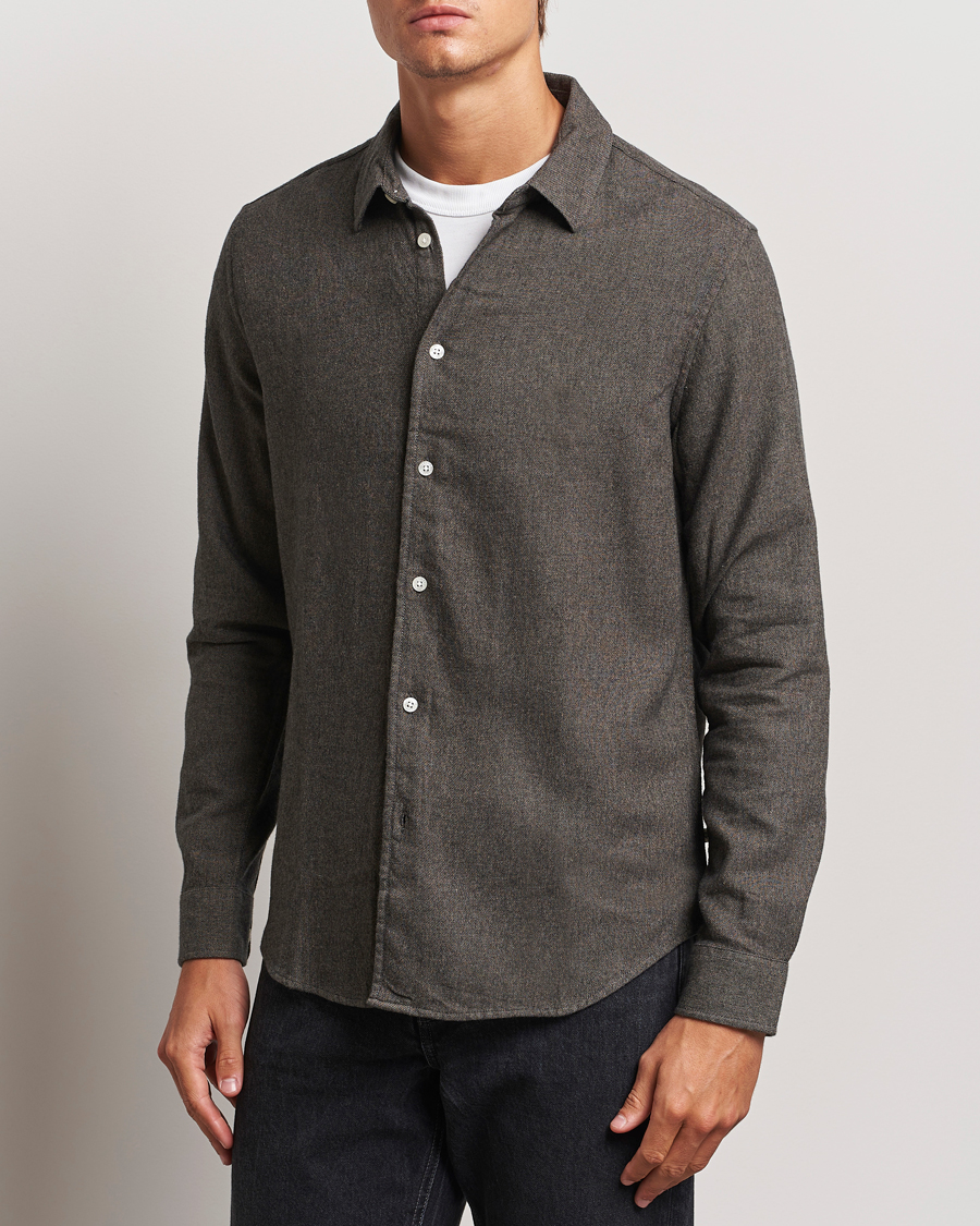 Heren | Overhemden | Samsøe Samsøe | Liam Brushed Flannel Shirt Major Brown Melange