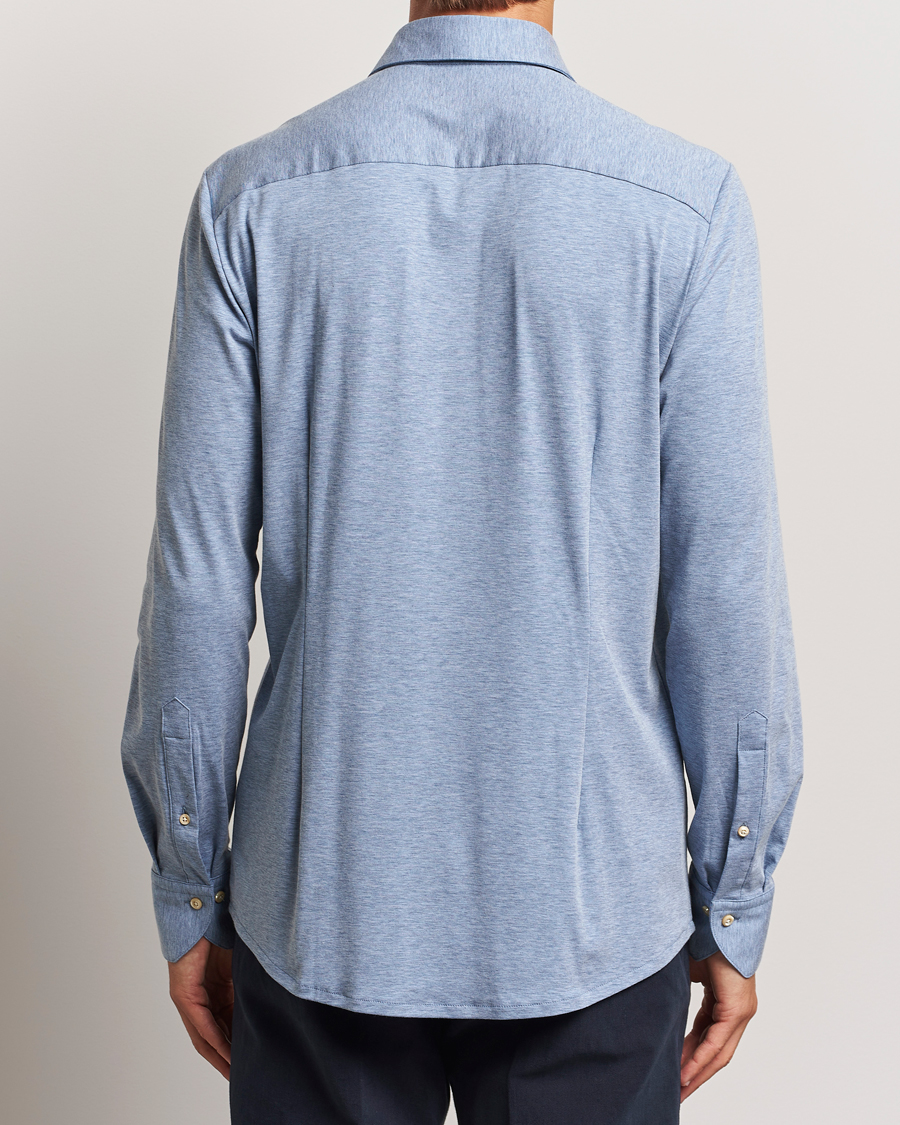 Heren | Overhemden | Stenströms | Slimline 4-Way Stretch Jersey Shirt Blue