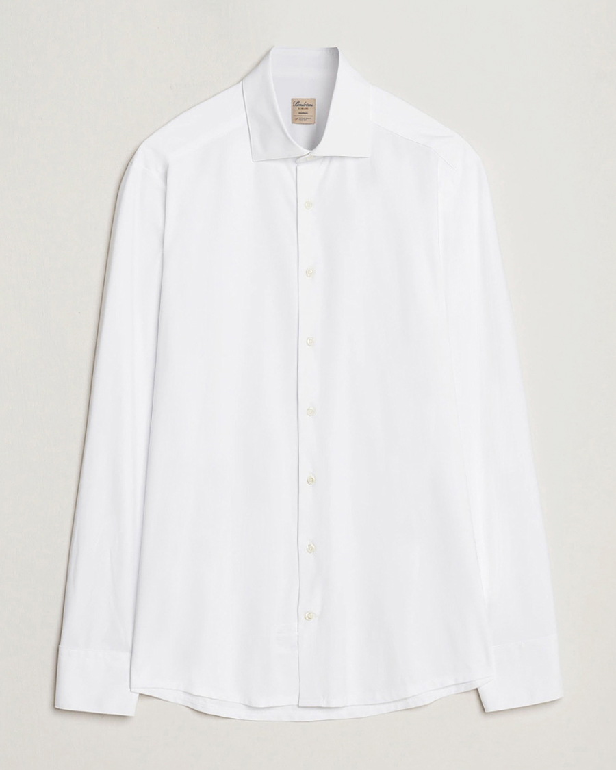 Heren | Overhemden | Stenströms | Slimline Stretch Jersey Shirt White