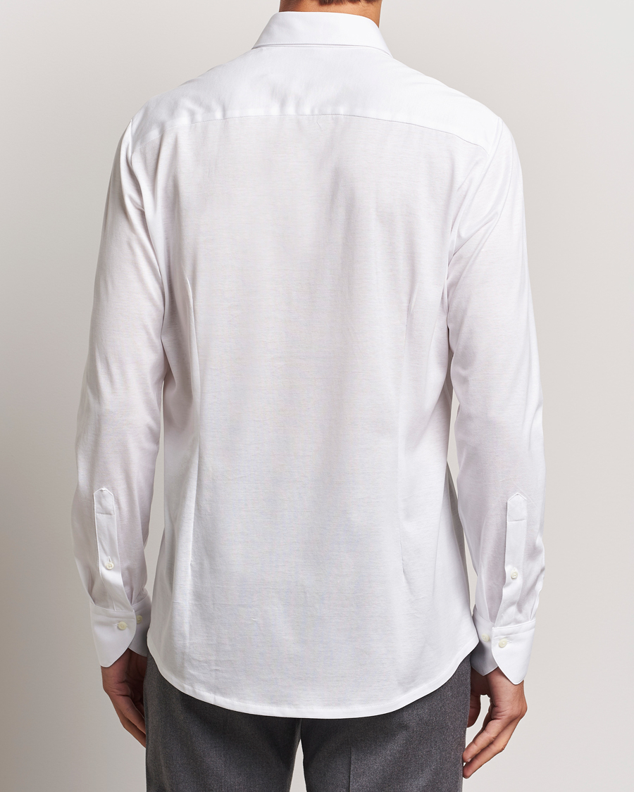 Heren | Overhemden | Stenströms | Slimline Stretch Jersey Shirt White