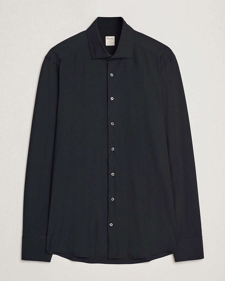 Heren | Overhemden | Stenströms | Slimline Stretch Jersey Shirt Black