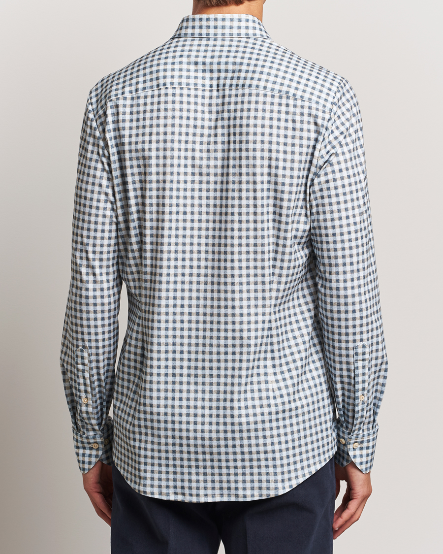 Heren | Overhemden | Stenströms | Slimline 4-Way Stretch Checked Shirt Blue