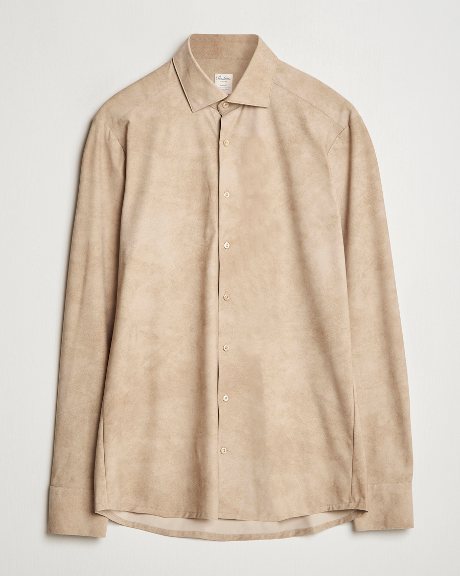 Heren | Overhemden | Stenströms | Slimline 4-Way Stretch Shirt Beige