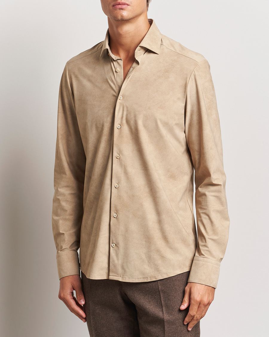 Heren | Overhemden | Stenströms | Slimline 4-Way Stretch Shirt Beige
