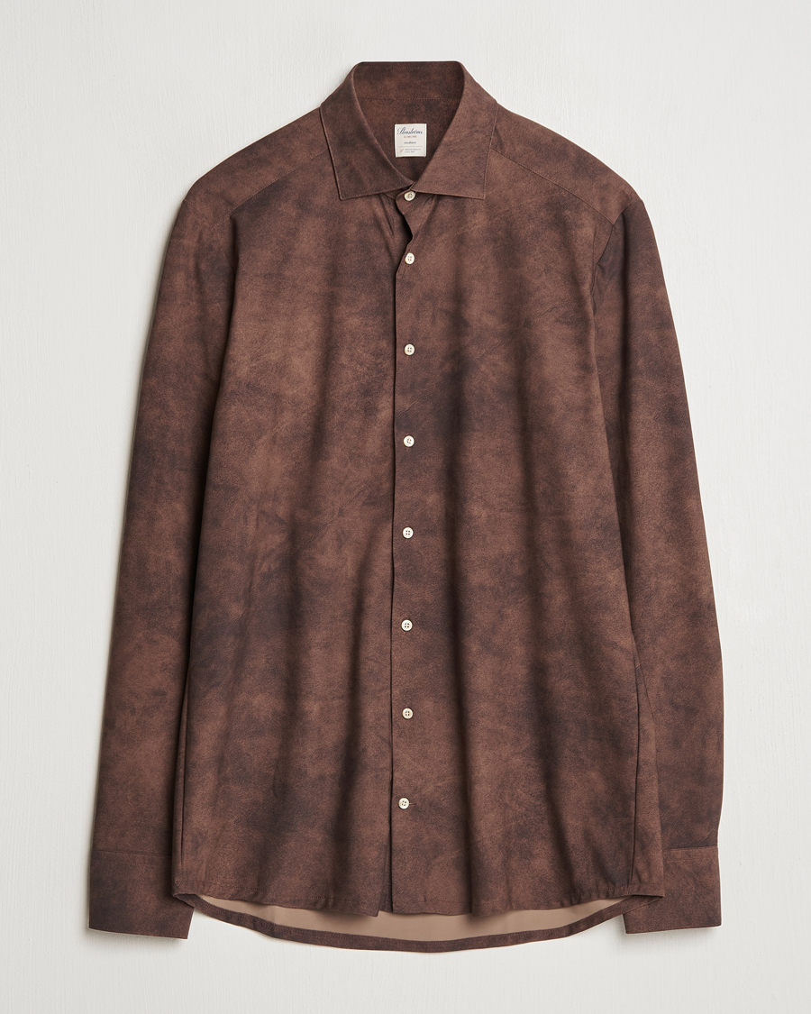 Heren | Overhemden | Stenströms | Slimline 4-Way Stretch Shirt Brown