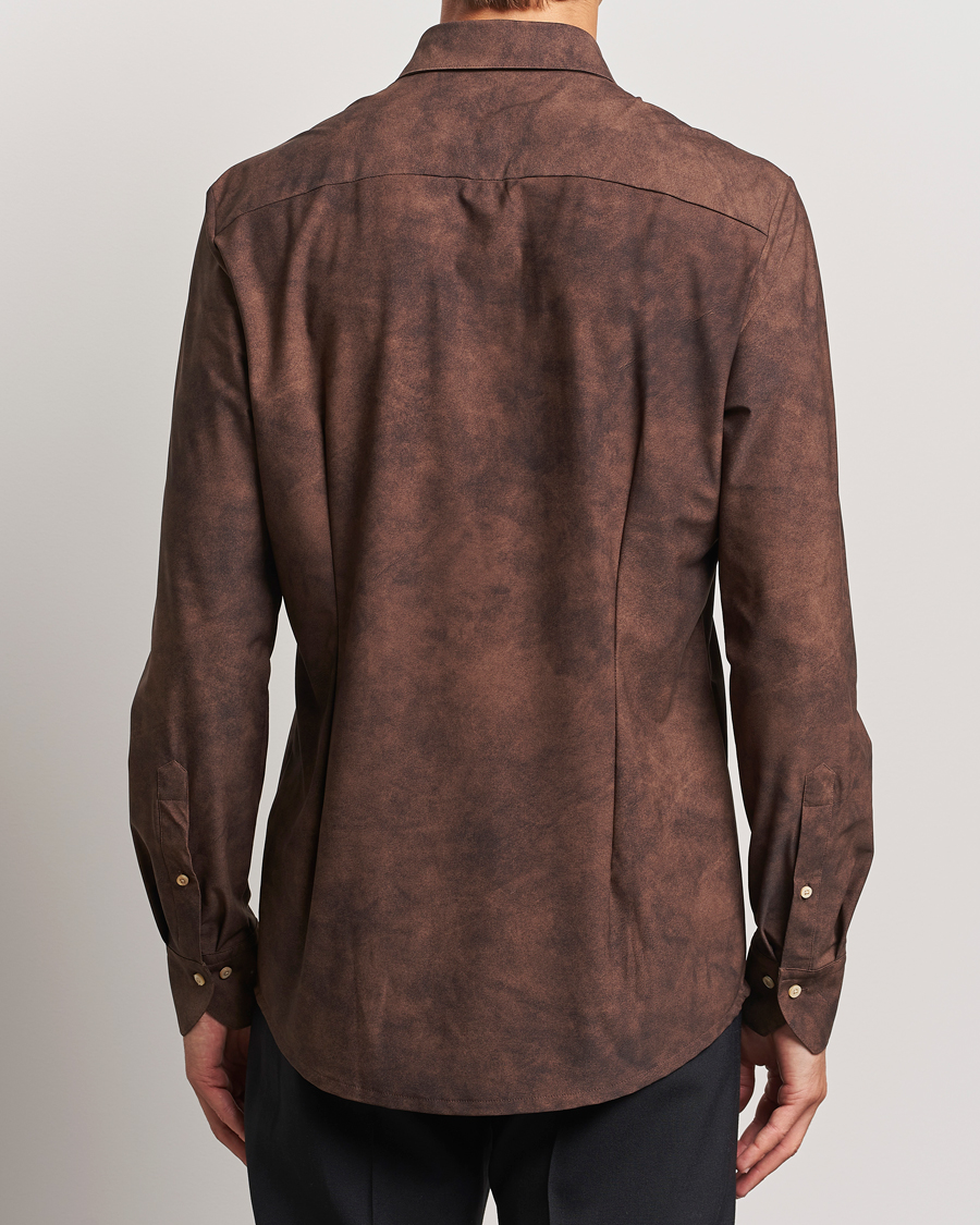 Heren | Overhemden | Stenströms | Slimline 4-Way Stretch Shirt Brown