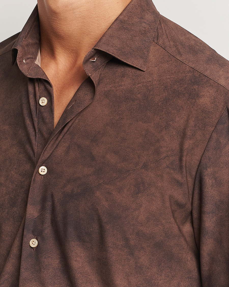 Heren | Overhemden | Stenströms | Slimline 4-Way Stretch Shirt Brown
