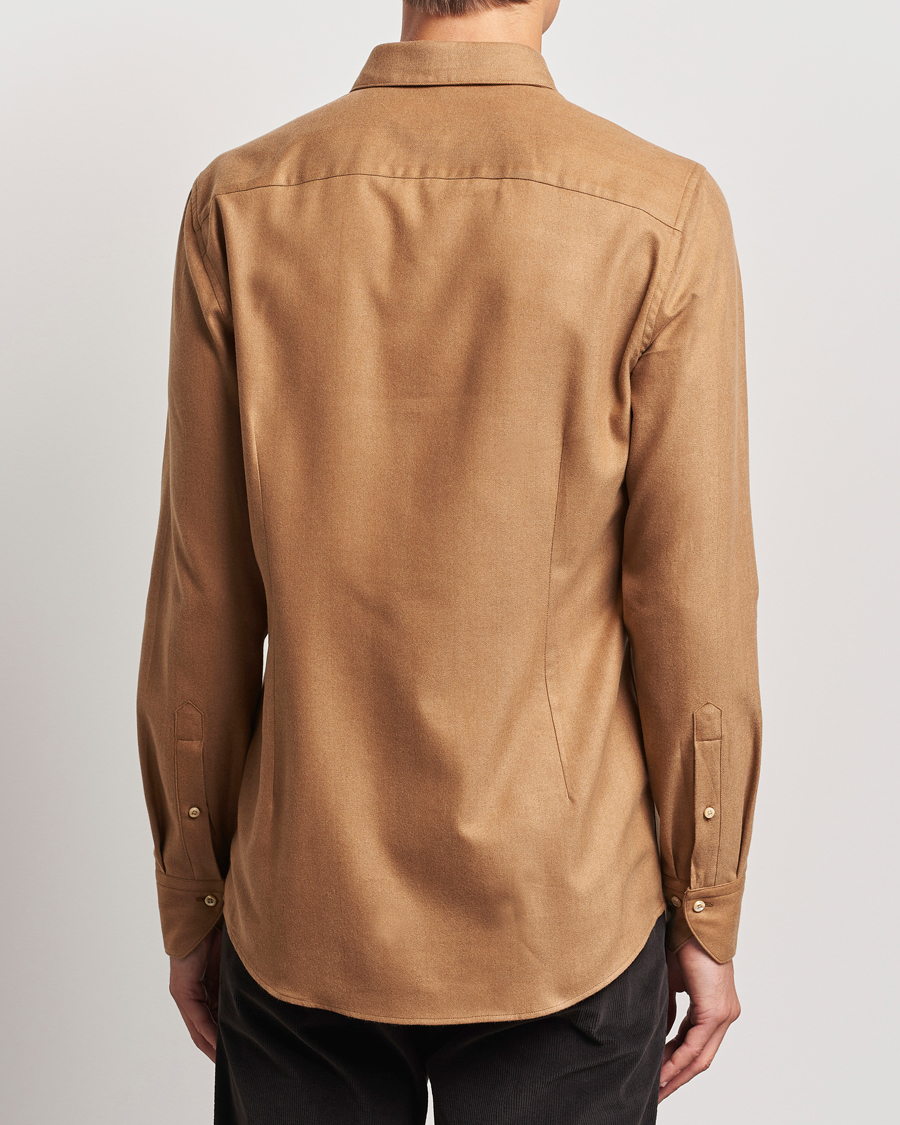 Heren | Overhemden | Stenströms | Slimline Brushed Cotton/Lyocell Cut Away Shirt Brown
