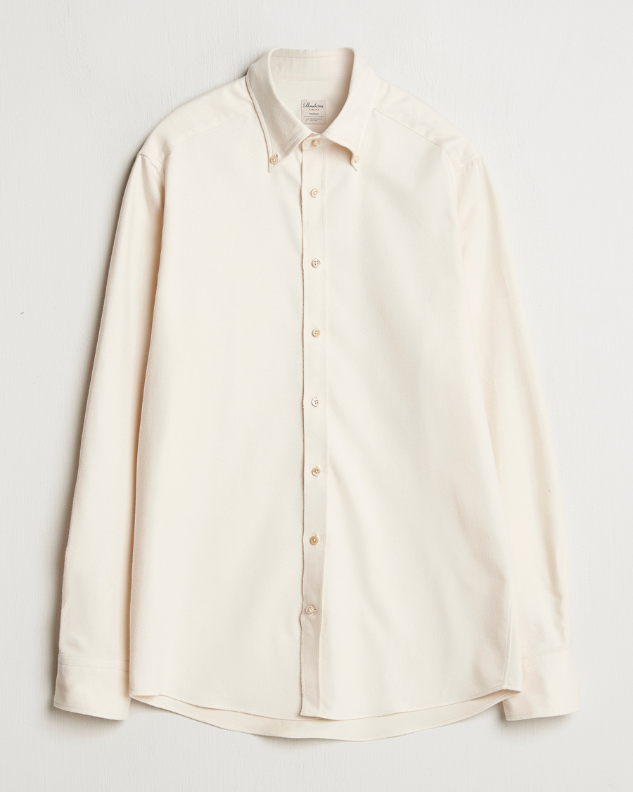 Heren | Overhemden | Stenströms | Slimline Flannel Shirt Beige