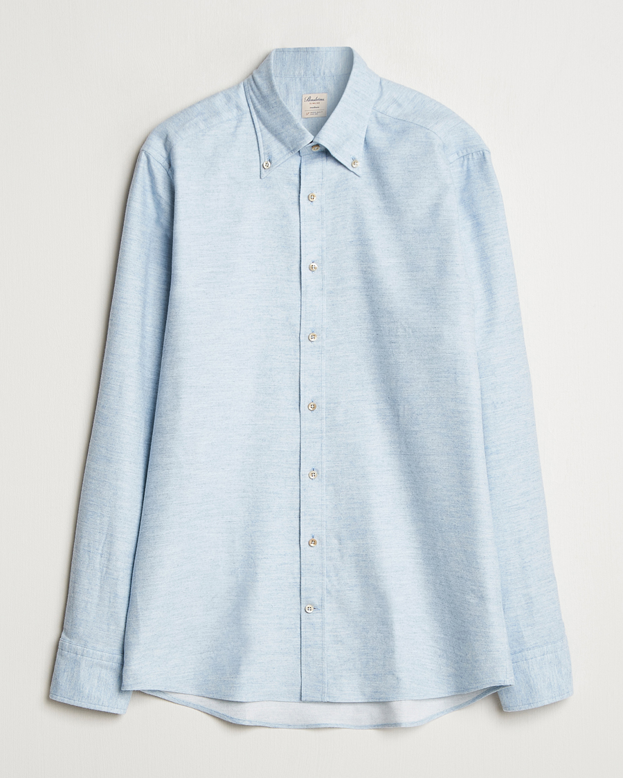Heren | Overhemden | Stenströms | Slimline Flannel Shirt Light Blue