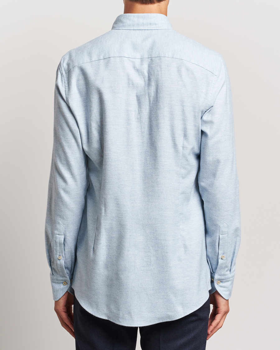 Heren | Overhemden | Stenströms | Slimline Flannel Shirt Light Blue