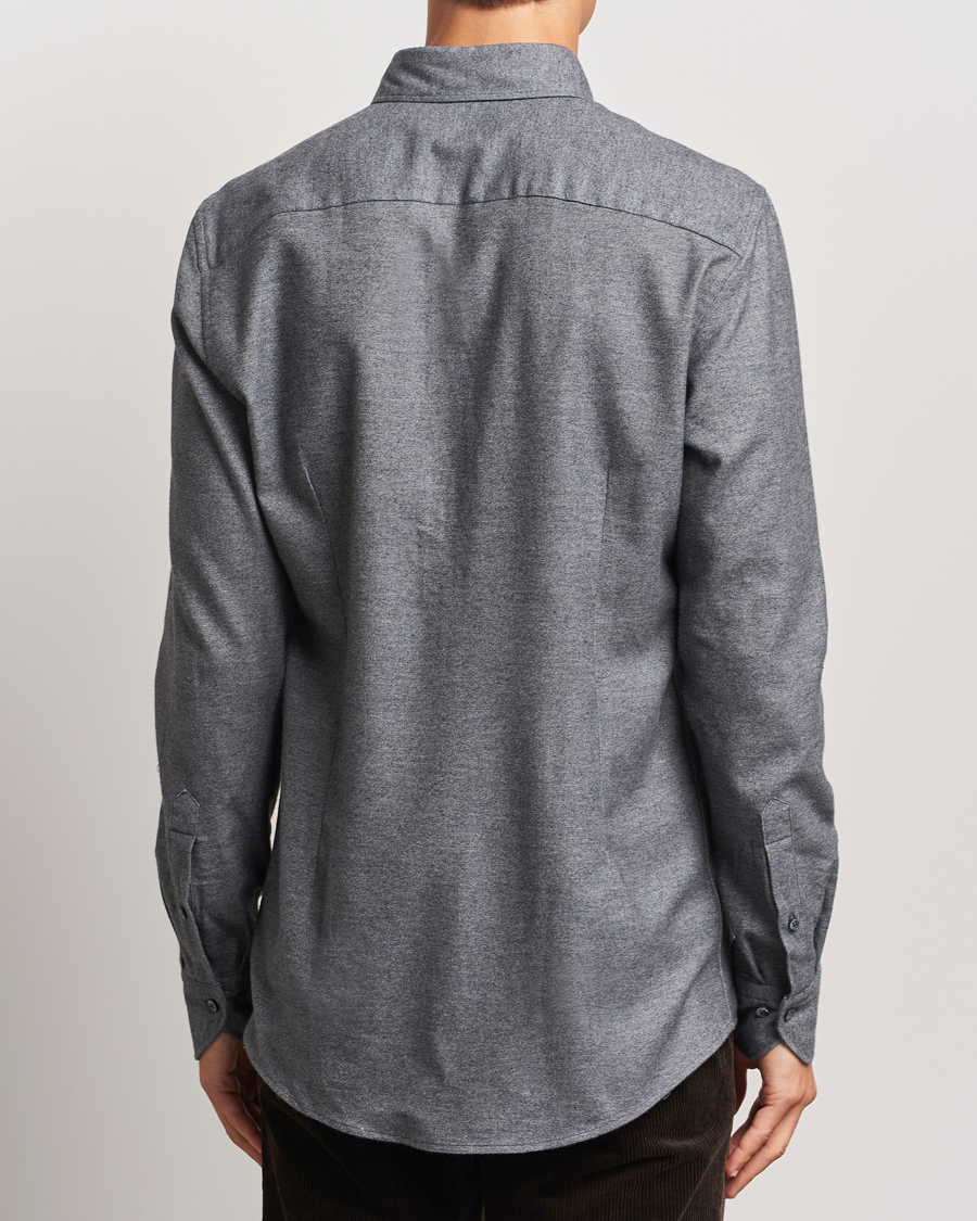 Heren | Overhemden | Stenströms | Slimline Flannel Shirt Dark Grey