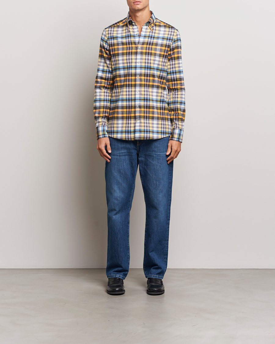 Heren | Overhemden | Stenströms | Slimline Flannel Checked Shirt Multi