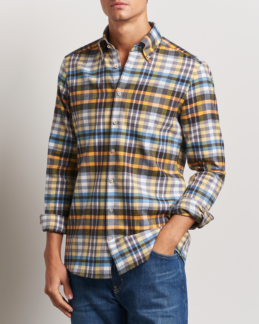 Heren | Overhemden | Stenströms | Slimline Flannel Checked Shirt Multi