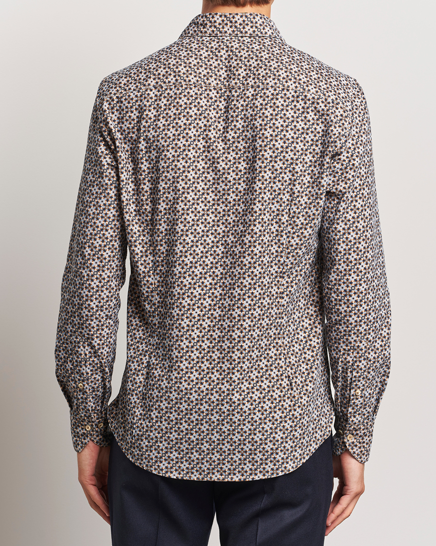 Heren | Overhemden | Stenströms | Slimline Printed Cord Shirt Brown