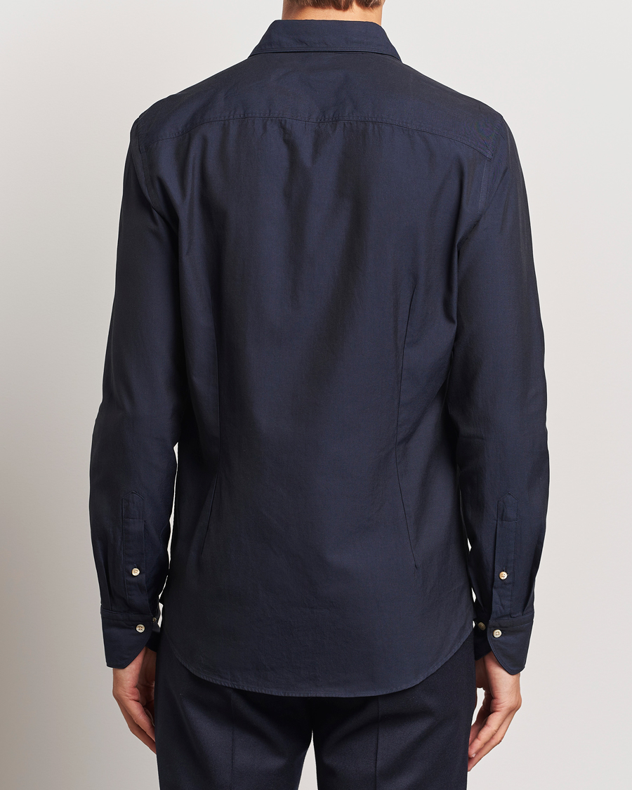 Heren | Overhemden | Stenströms | Slimline Cut Away Washed Twill Shirt Navy