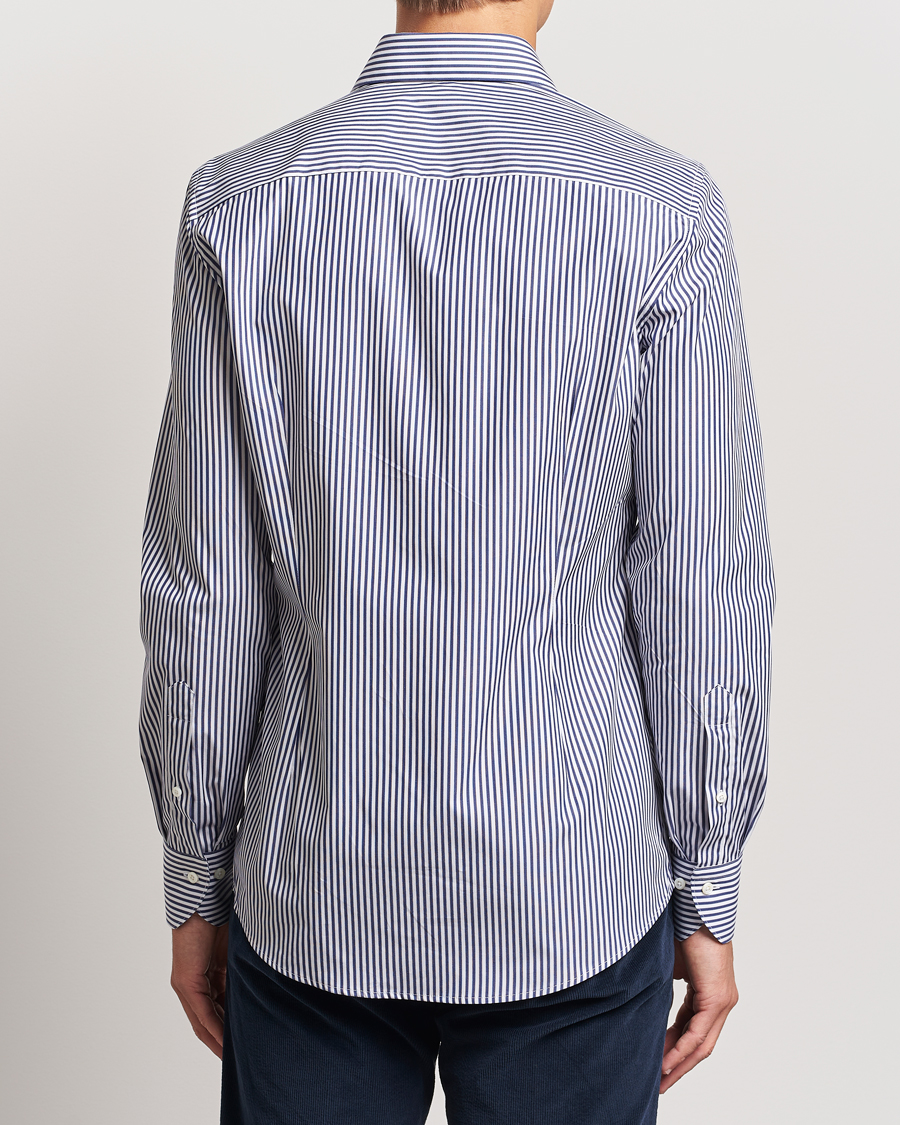 Heren | Overhemden | Stenströms | Slimline Striped Poplin Cut Away Shirt Blue