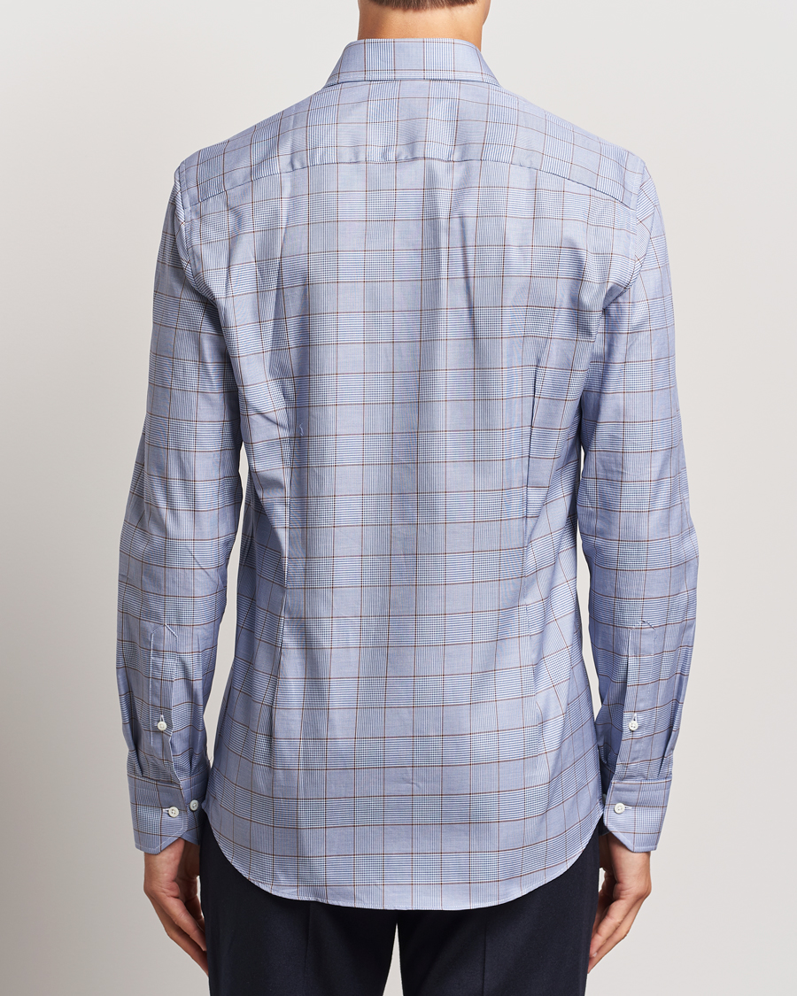 Heren | Overhemden | Stenströms | Slimline Prince of Wales Check Shirt Blue