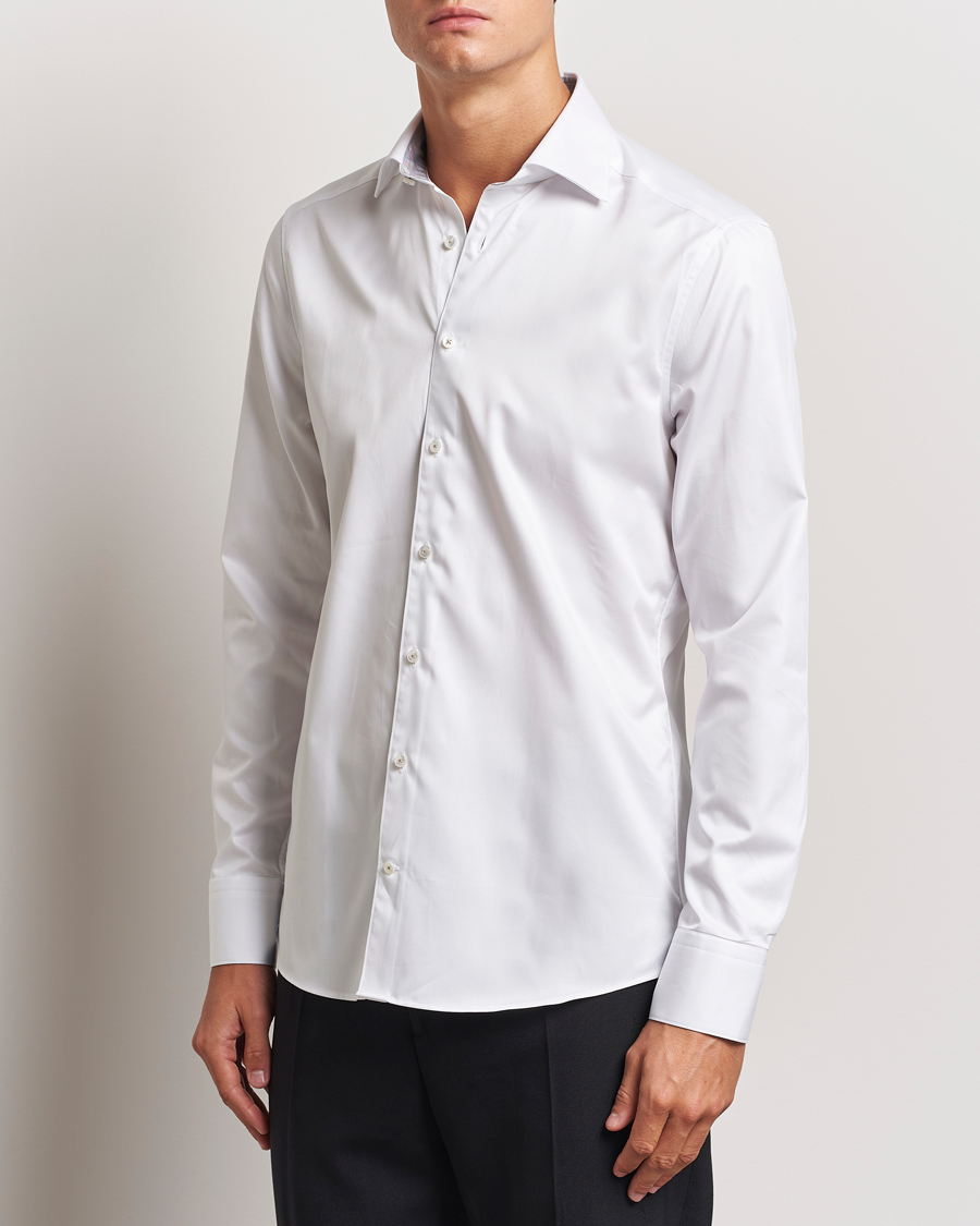 Heren | Overhemden | Stenströms | Slimline Contrast Cut Away Shirt White/Grey