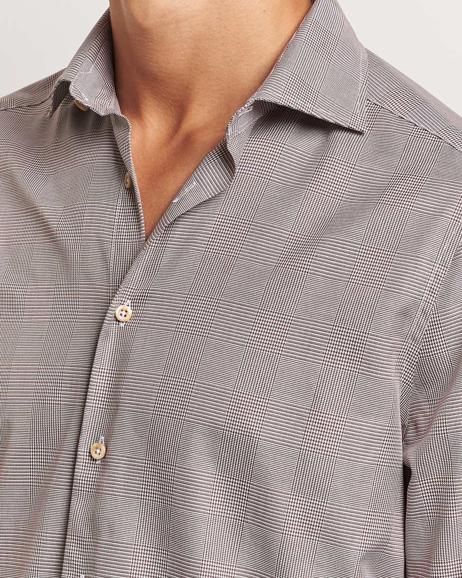 Heren | Overhemden | Stenströms | Slimline Checked Twill Shirt Brown