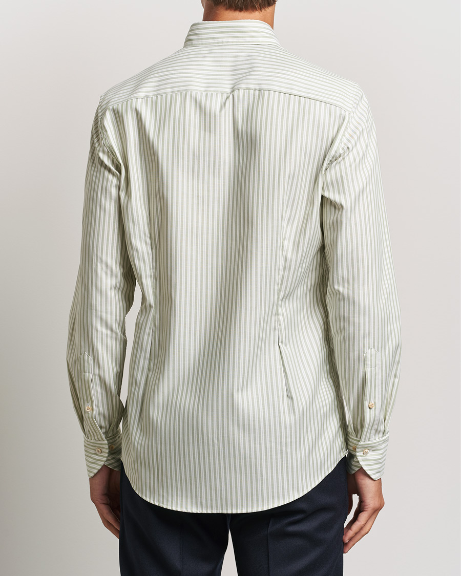 Heren | Overhemden | Stenströms | Slimline Vintage Stripe Oxford Shirt Green