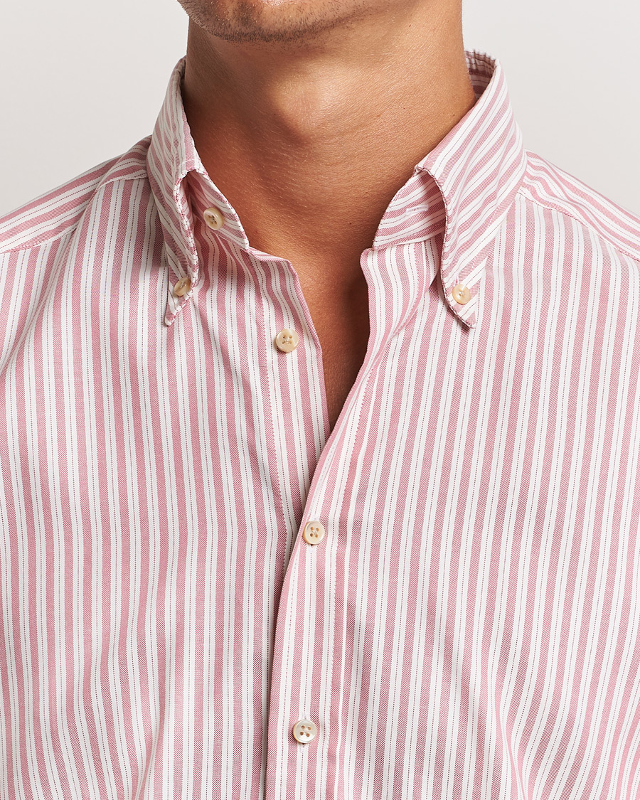 Heren | Overhemden | Stenströms | Slimline Vintage Stripe Oxford Shirt Red