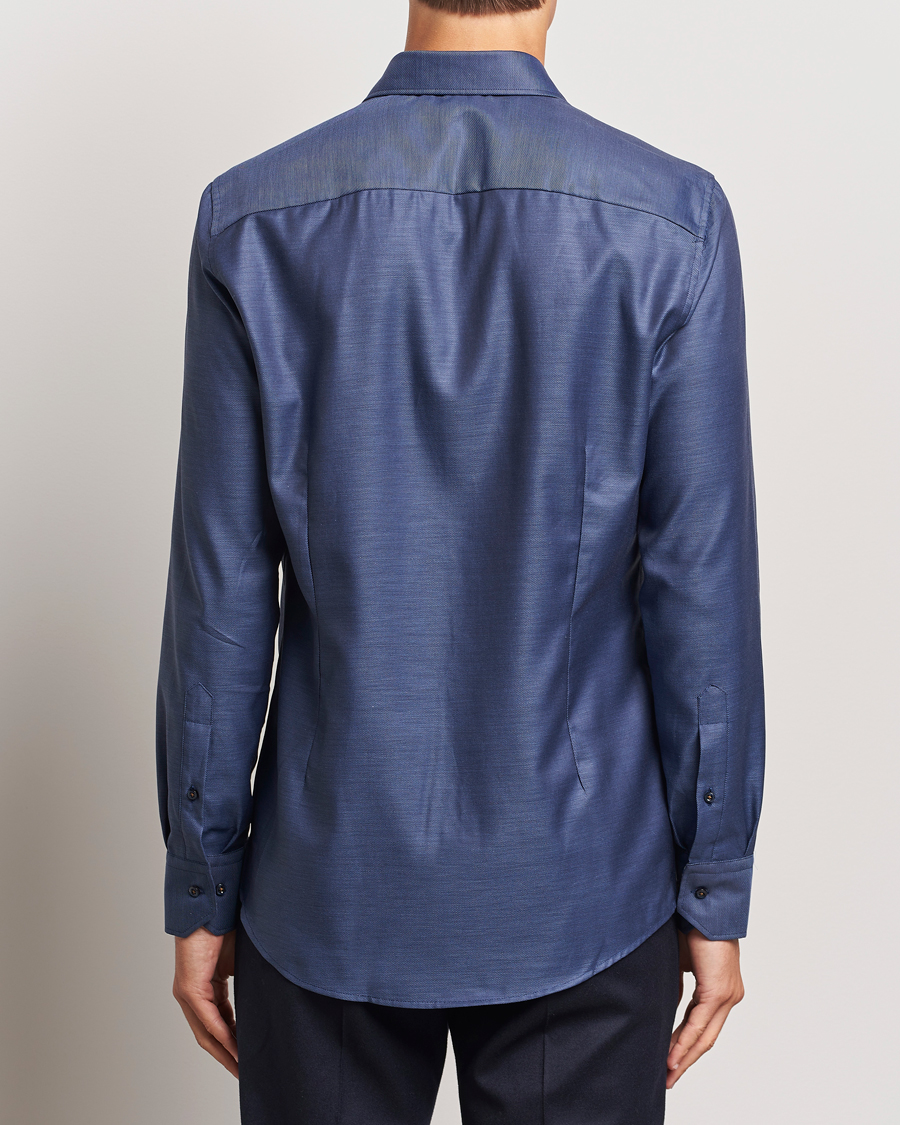 Heren | Overhemden | Stenströms | Slimline Twill Contrast Cut Away Shirt Navy