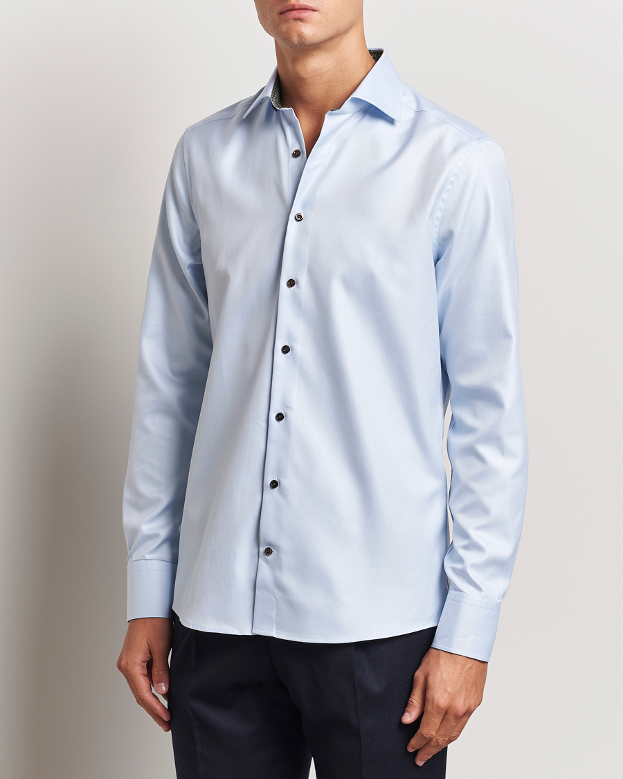 Heren | Overhemden | Stenströms | Slimline Superior Twill Contrast Shirt Blue