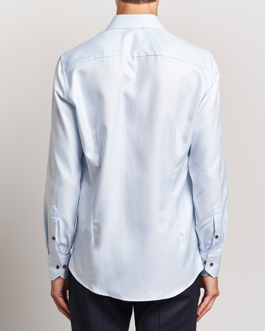 Heren | Overhemden | Stenströms | Slimline Houndstooth Contrast Shirt Blue