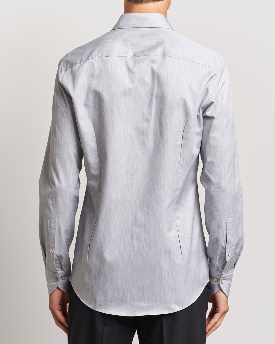Heren | Overhemden | Stenströms | Slimline Twill Melange Cut Away Shirt Grey