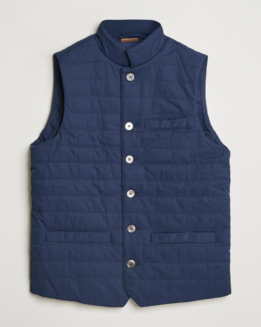 Heren | Jassen | Stenströms | Dressed Mid Layer Twill Gilet Navy