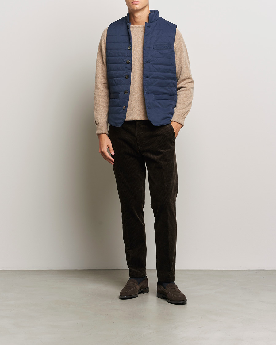 Heren | Jassen | Stenströms | Dressed Mid Layer Twill Gilet Navy