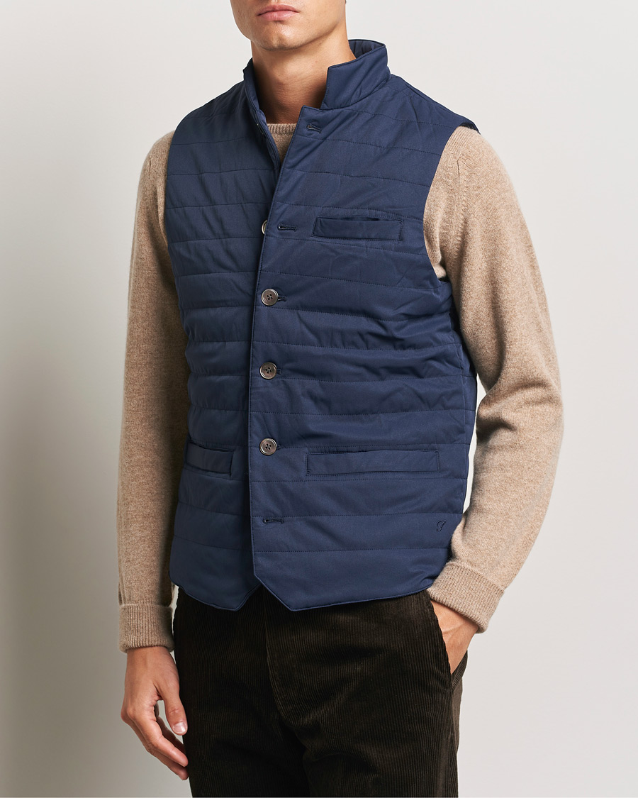 Heren | Jassen | Stenströms | Dressed Mid Layer Twill Gilet Navy